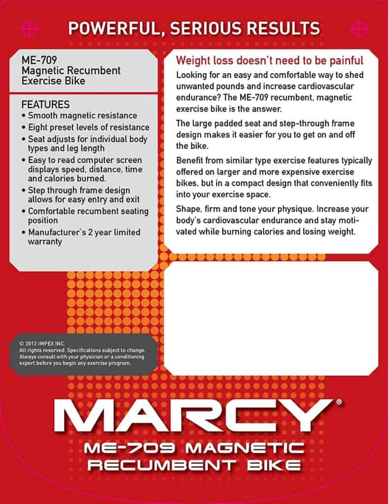 Marcy ME 709 Recumbent Exercise Bike Review