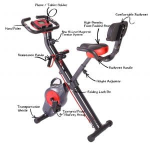 PLENY Upright Stationary Semi-Recumbent Exercise Bike with Arms Exercise Resistance Bands Review