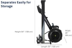 The folded Concept2 Model D Indoor Rowing Machine