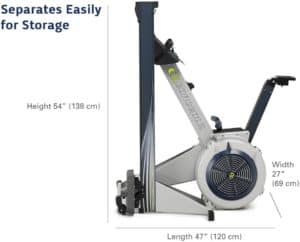 The folded Concept2 Model E Indoor Rowing Machine