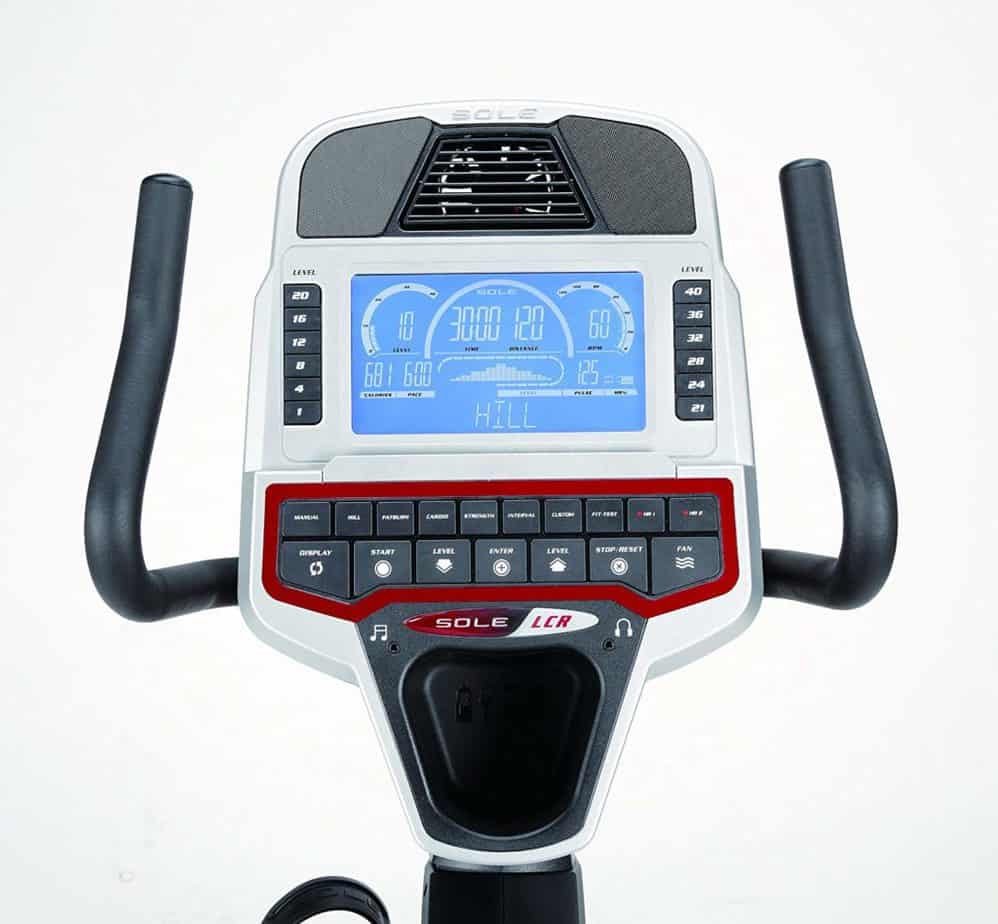 Console of the Sole Fitness LCR Light Commercial Recumbent Bike