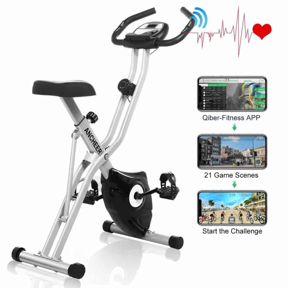 ANCHEER Folding Magnetic Resistance Bike with 10 adjustable Levels