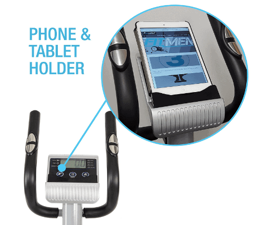 EFITMENT Compact Magnetic Elliptical Trainer Model E005's console and the fixed handlebars