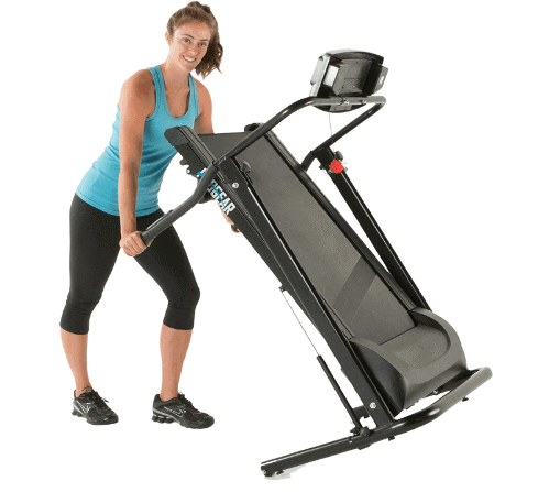 A lady rolling the ProGear HCXL 4000 Walking and Jogging Treadmill away