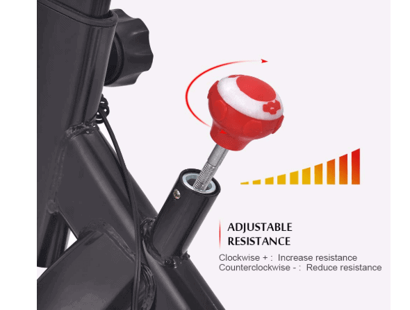 The resistance control knob of the Apelila Spinning Exercise Bike