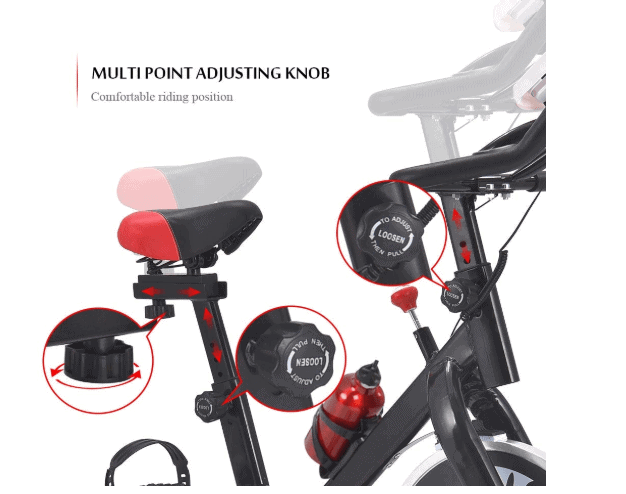 Seat and the handlebar adjustment demonstration of the Apelila Spinning Exercise Bike