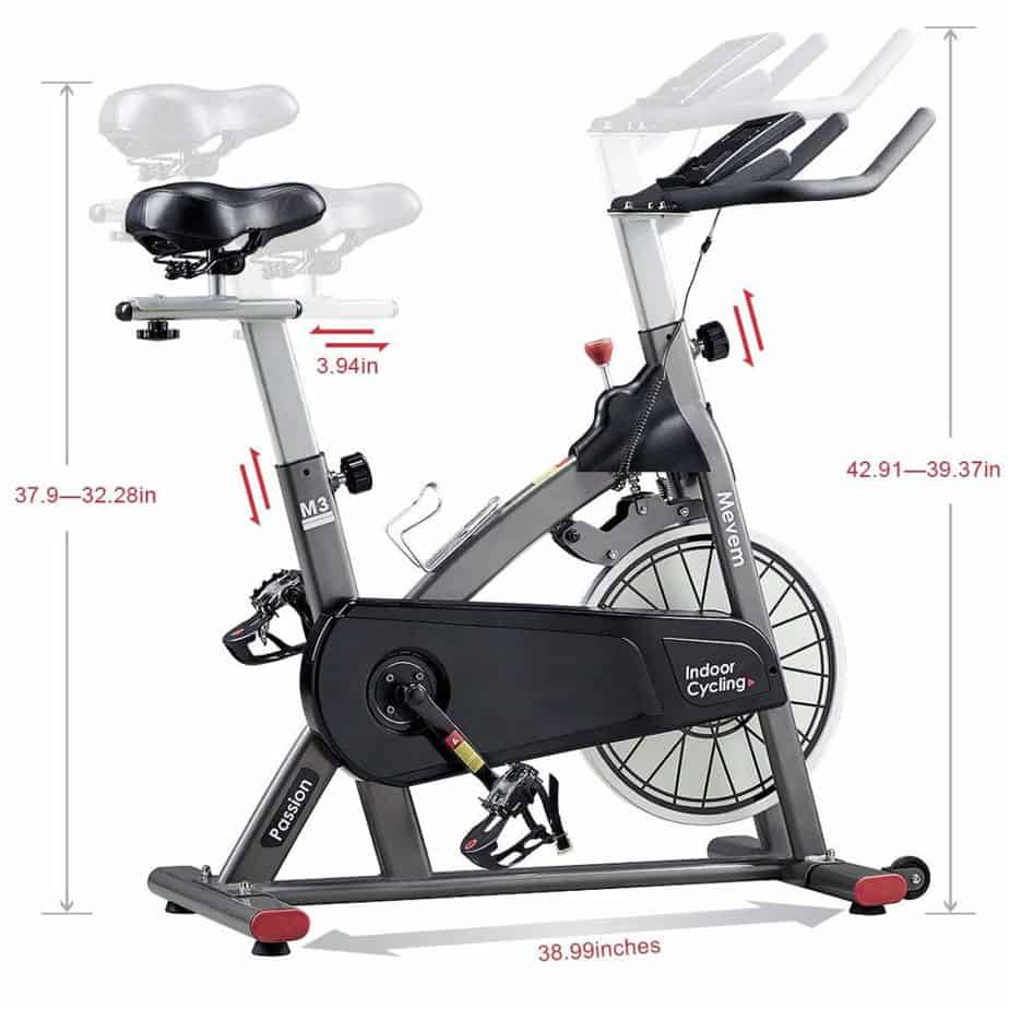 seat and handlebar adjustment of the MEVEM Magnetic Indoor Cycling Bike