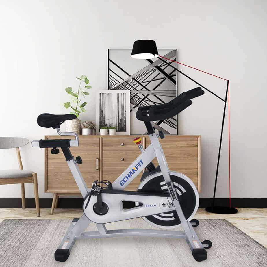 The ECHANFIT Magnetic Indoor Exercise Cycling Bike (CBK 1902) in a room