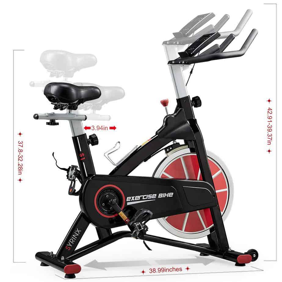 Adjustable seat and handlebar of the Syrinx Indoor Cycling Bike