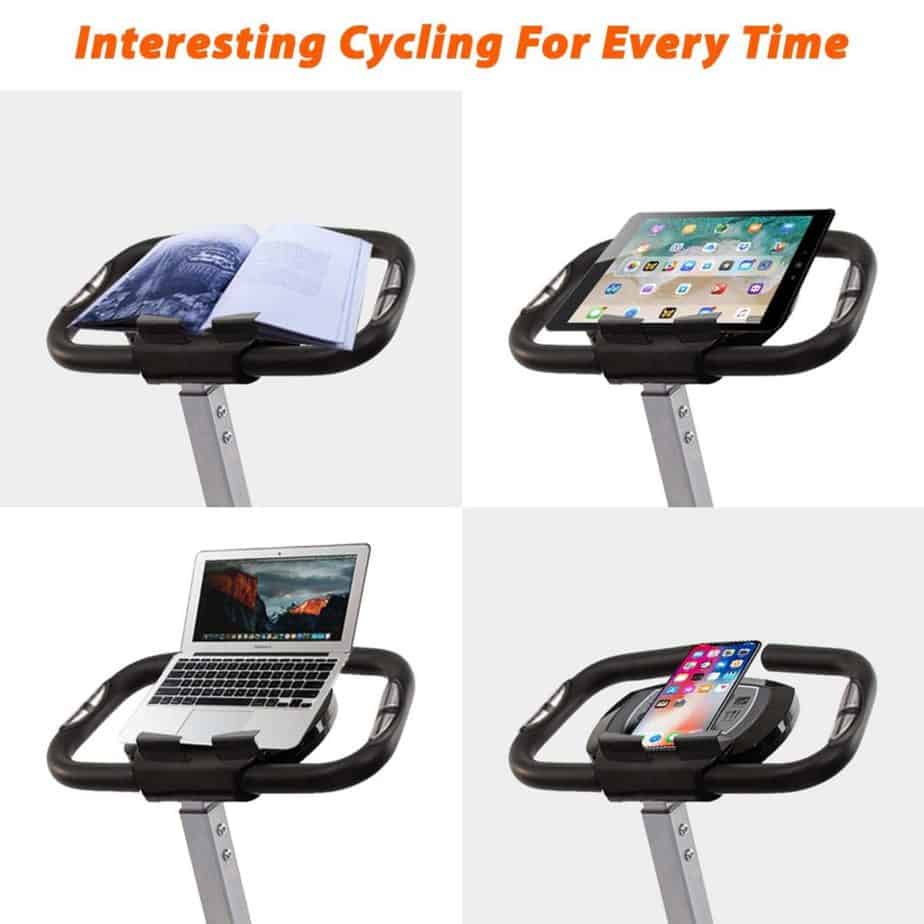 Tablet holder on the BCAN Folding Exercise Bike