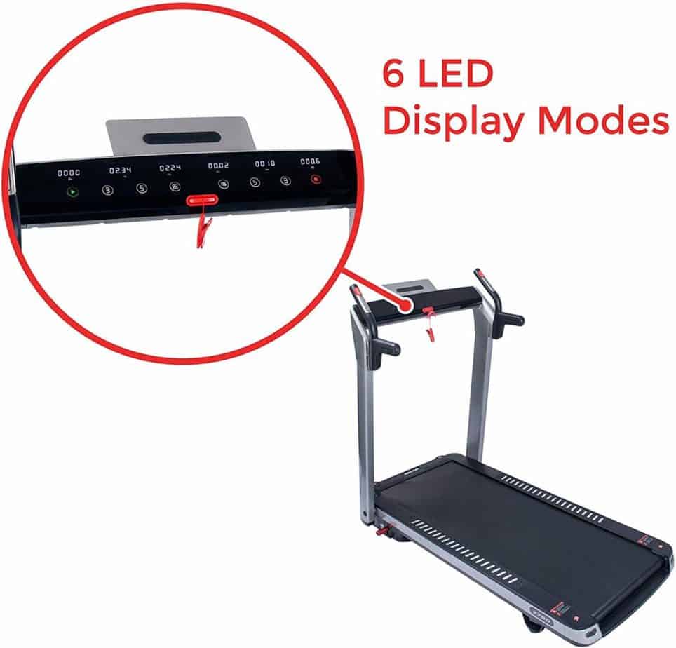 The console of the Sunny Health & Fitness ASUNA 7750 Folding Treadmill