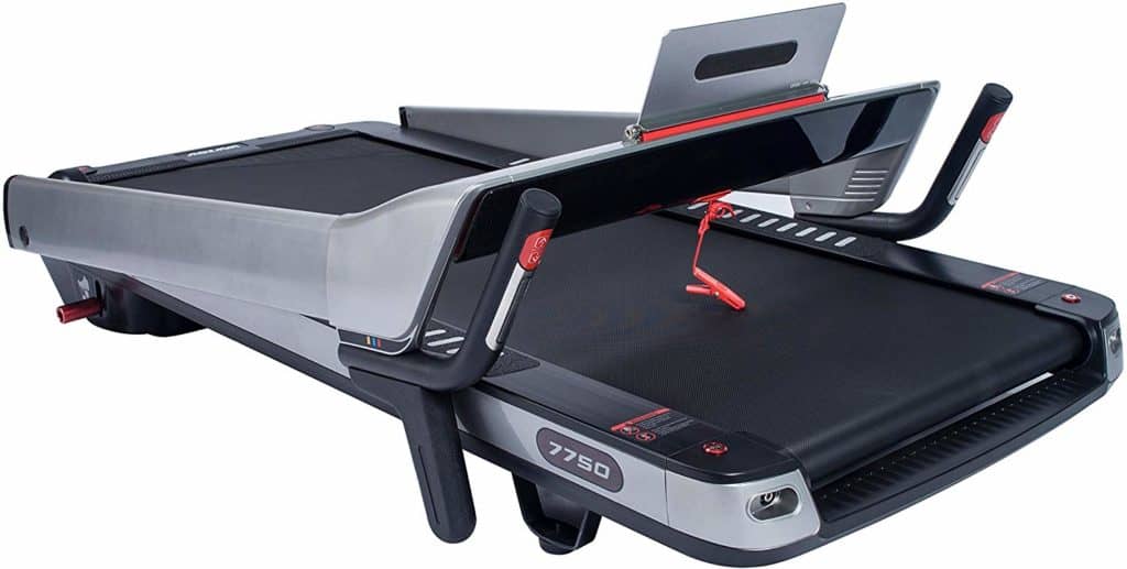 The folded form of the Sunny Health & Fitness ASUNA 7750 Folding Treadmill