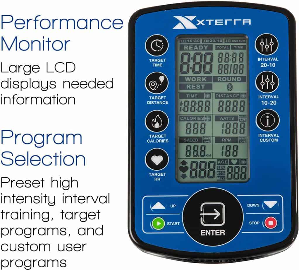 The console of the XTERRA Fitness AIR650 Airbike Pro