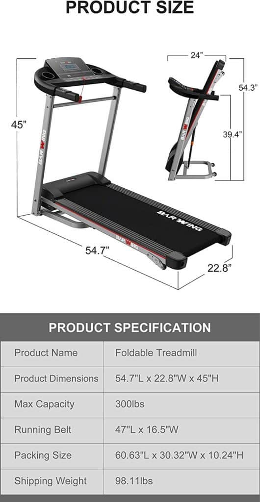 BARWING Electric Folding Treadmill