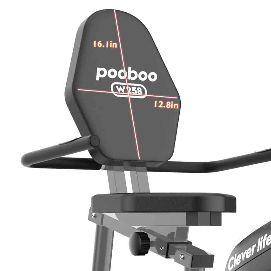 The seat (with backrest) of the Pooboo Magnetic W258 Recumbent Bike
