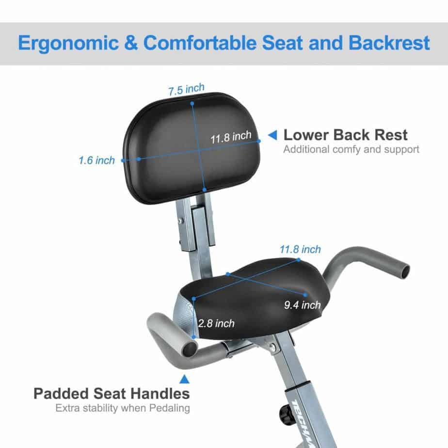 The seat of the TECHMOO Folding Stationary Bike