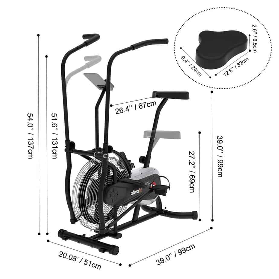 The Ativafit Fan Bike's seat and its adjustability