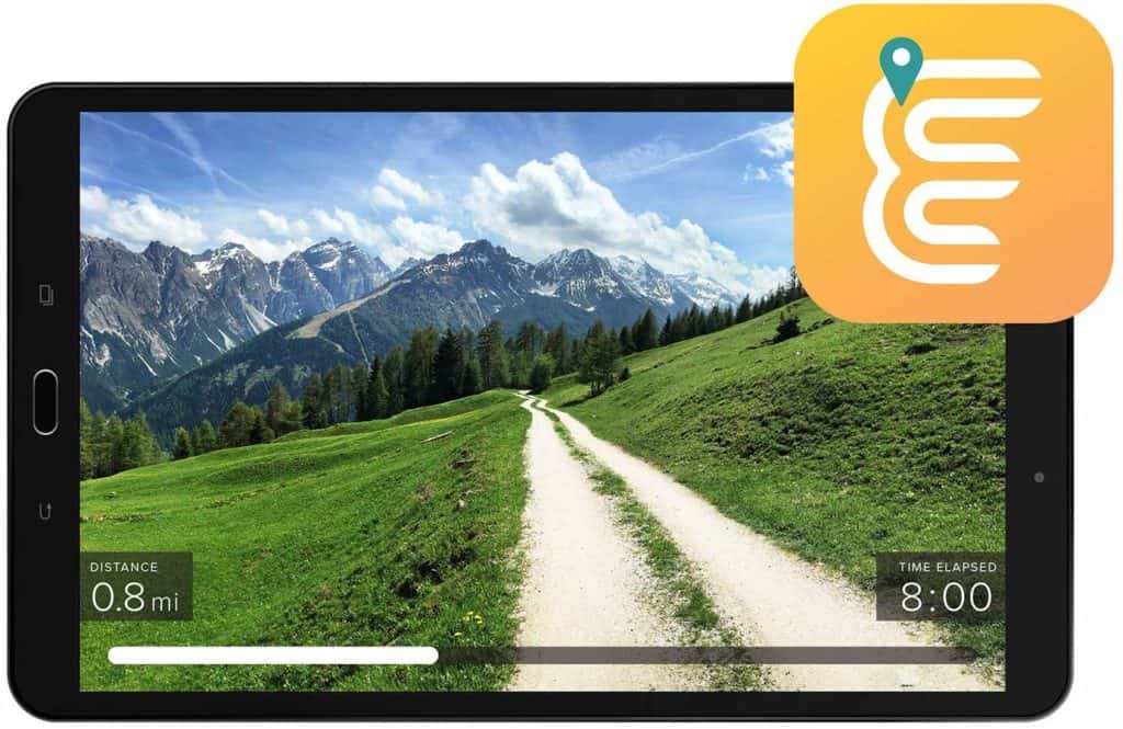 A tablet that is connected to the Schwinn 411 Compact Elliptical's RunSocial app