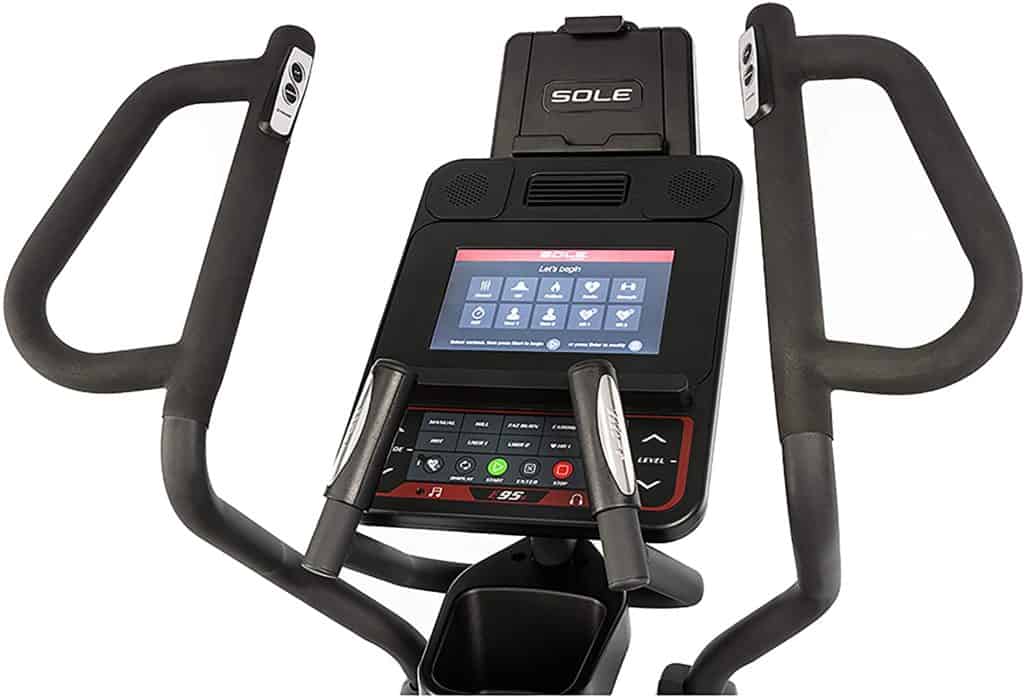 The console and the handlebars of the SOLE E95S Elliptical