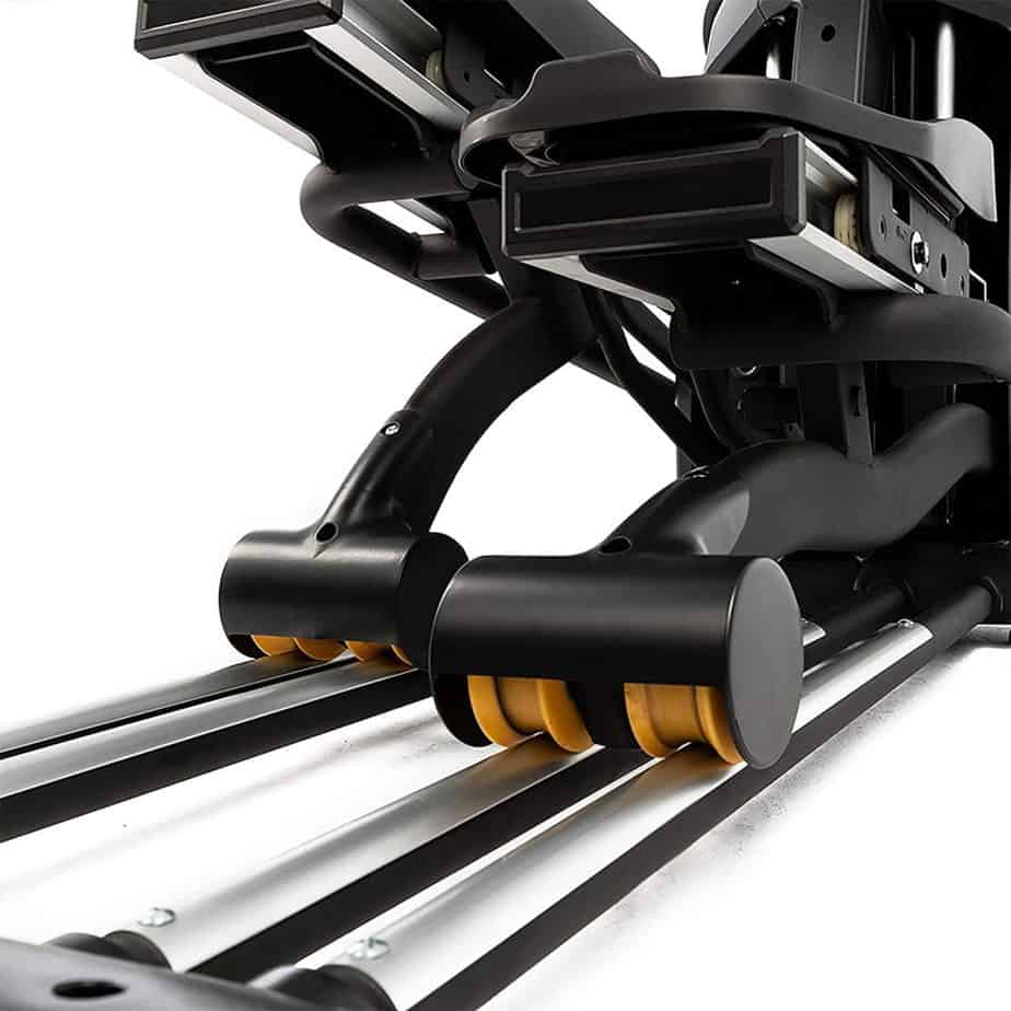 The rails and the rollers of the SOLE E95S Elliptical