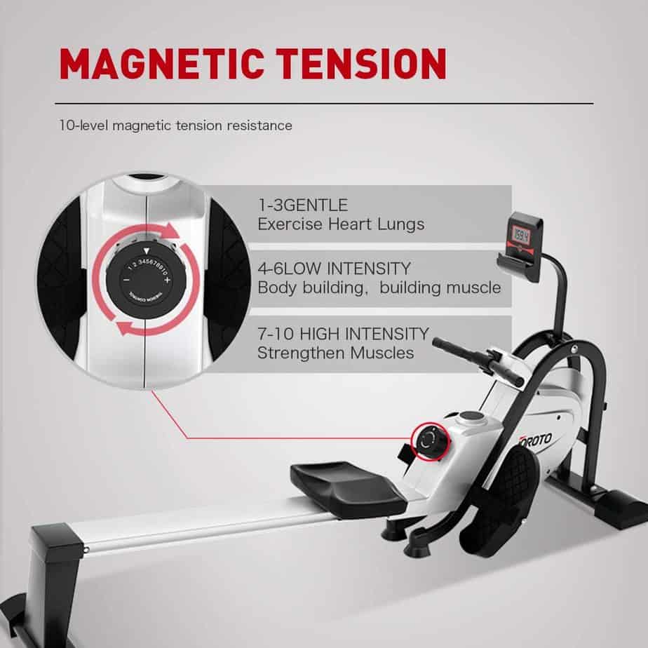 The resistance tension knob of the JOROTO MR35 Rowing Machine