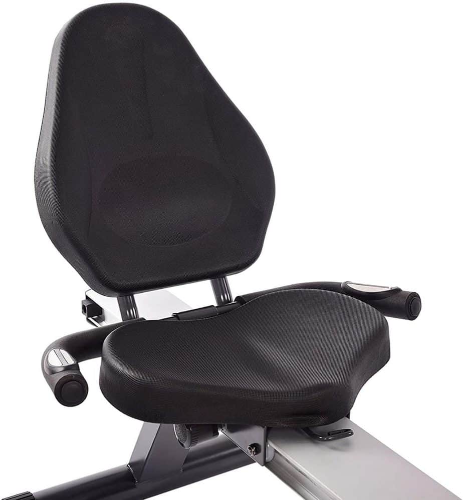 The recumbent seat of the Stamina Conversion II Recumbent Bike/Rower 