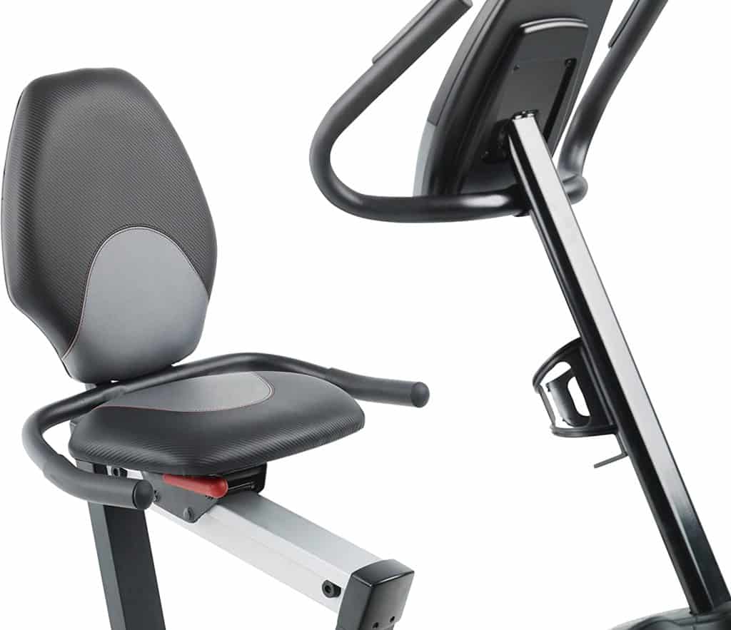 The seat of the ProForm 235 CSX Recumbent Exercise Bike 