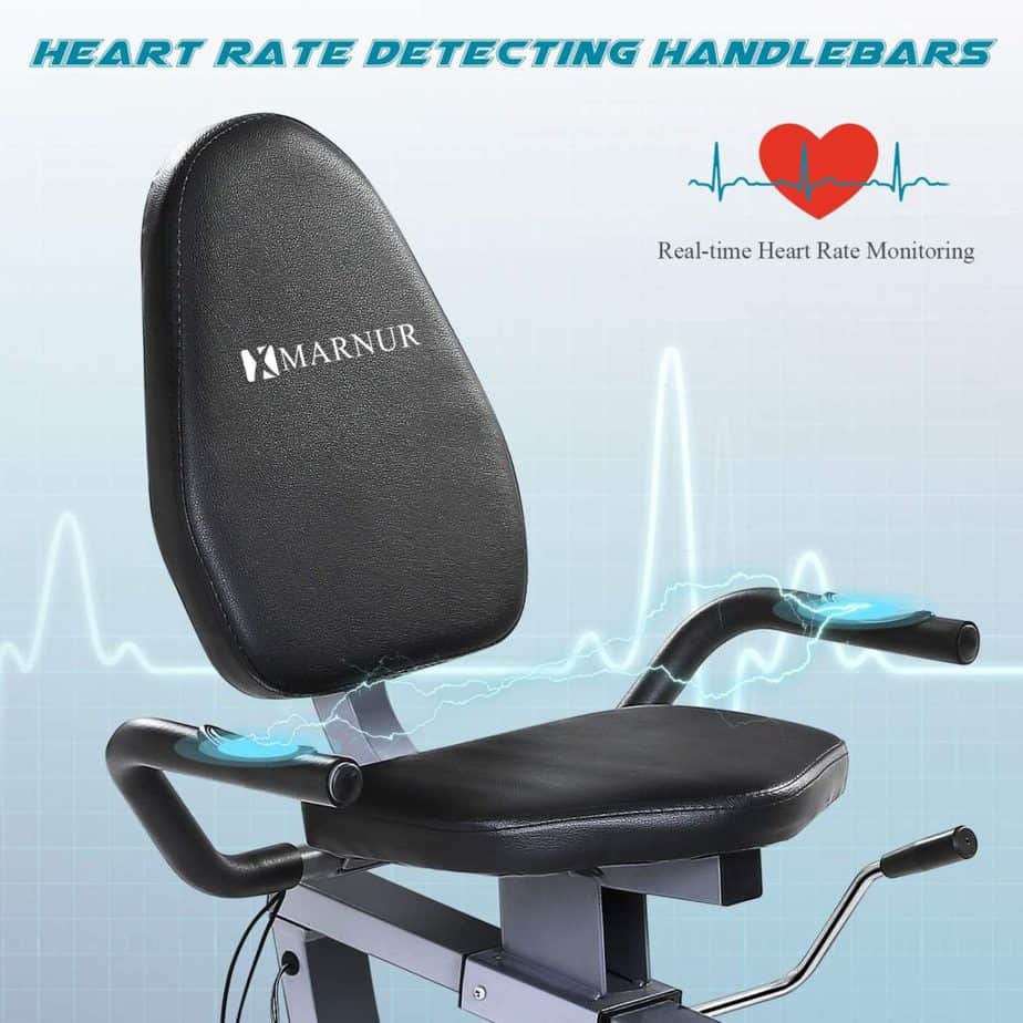 The seat of the Marnur Recumbent Exercise Bike