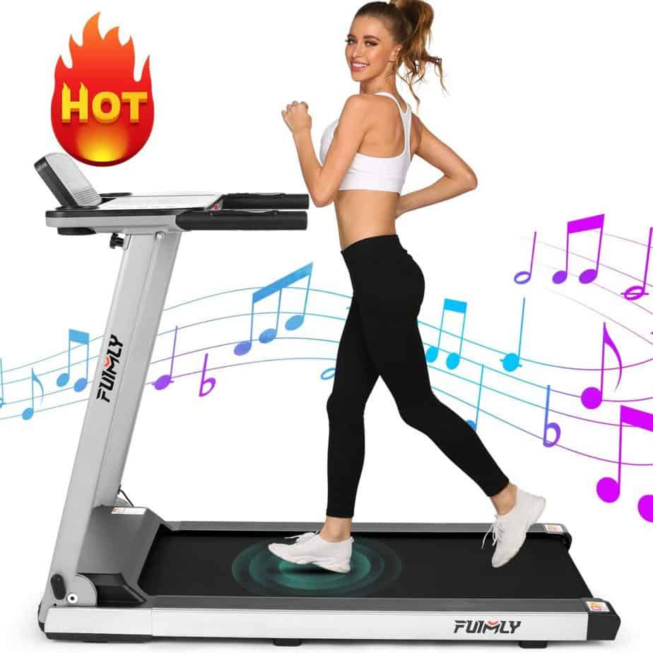 A user jogs on the FUNMILY 2.25 HP Electric Folding Treadmill 