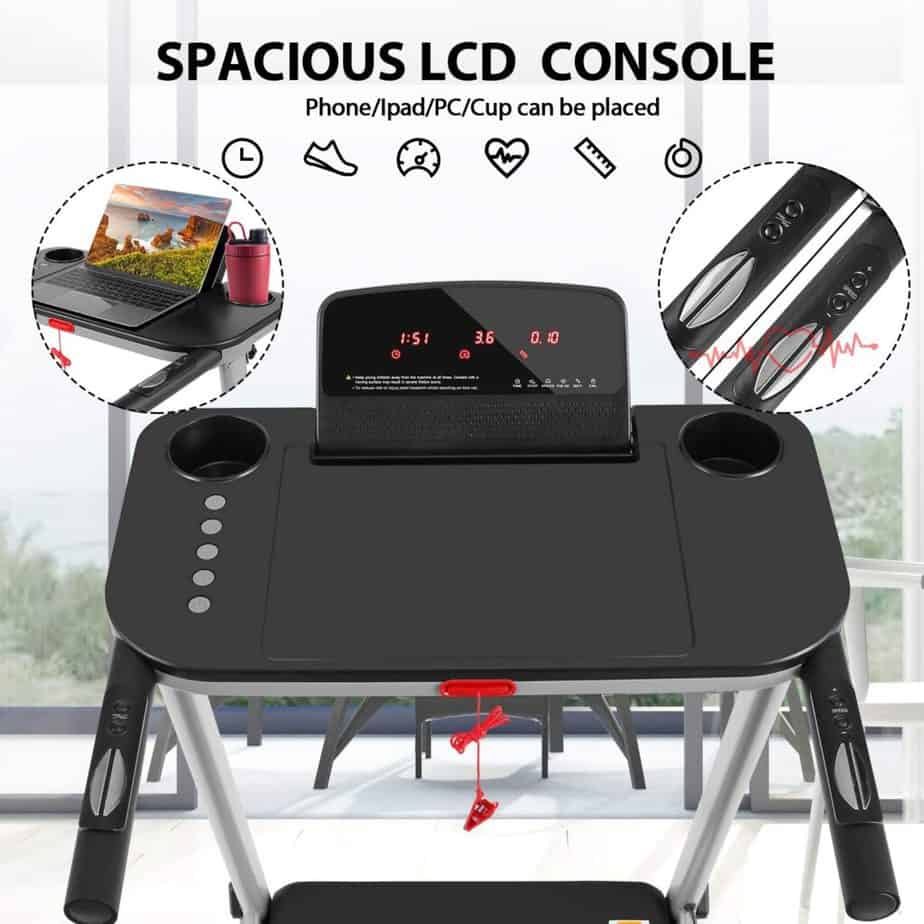 The console and the table stand of the FUNMILY 2.25 HP Electric Folding Treadmill 