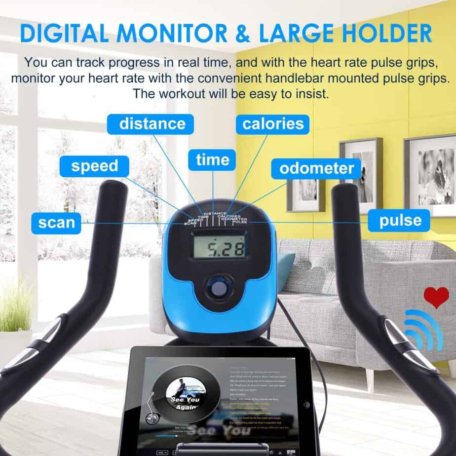 The console and the handlebar of the FUNMILY Indoor Stationary Exercise Bike