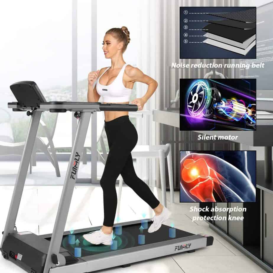 Folding Treadmills for Running Walking Jogging Workout Portable Electric Treadmill Machine with Desk and Bluetooth Speaker FUNMILY Folding Treadmill Treadmill for Home 265 LBS Weight Capacity 