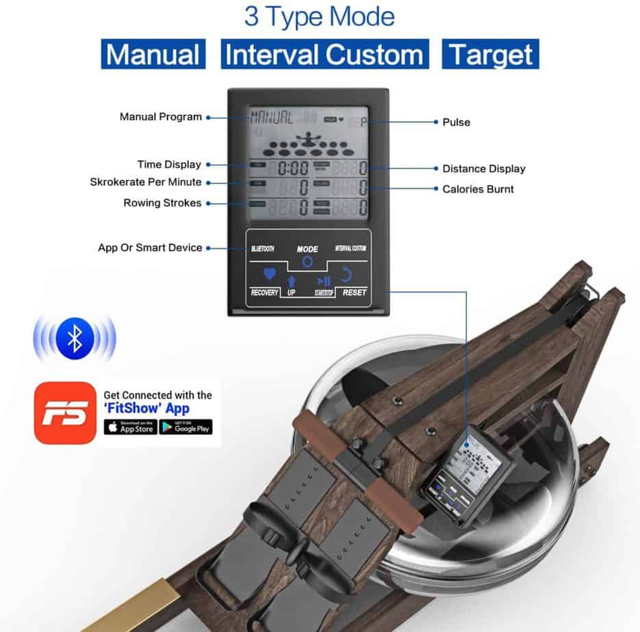 The console of the Mr. Captain Water Rowing Machine