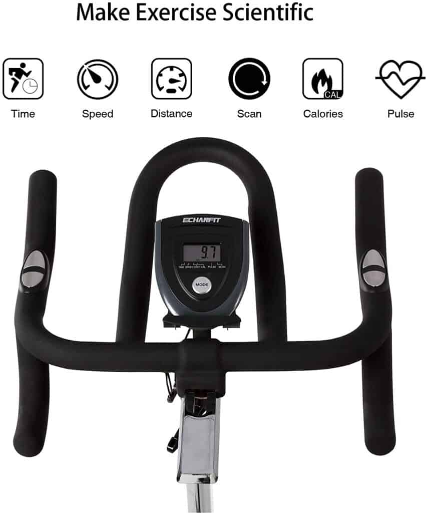 The handlebar and the console of the ECHANFIT CBK 1901P Magnetic Exercise Bike