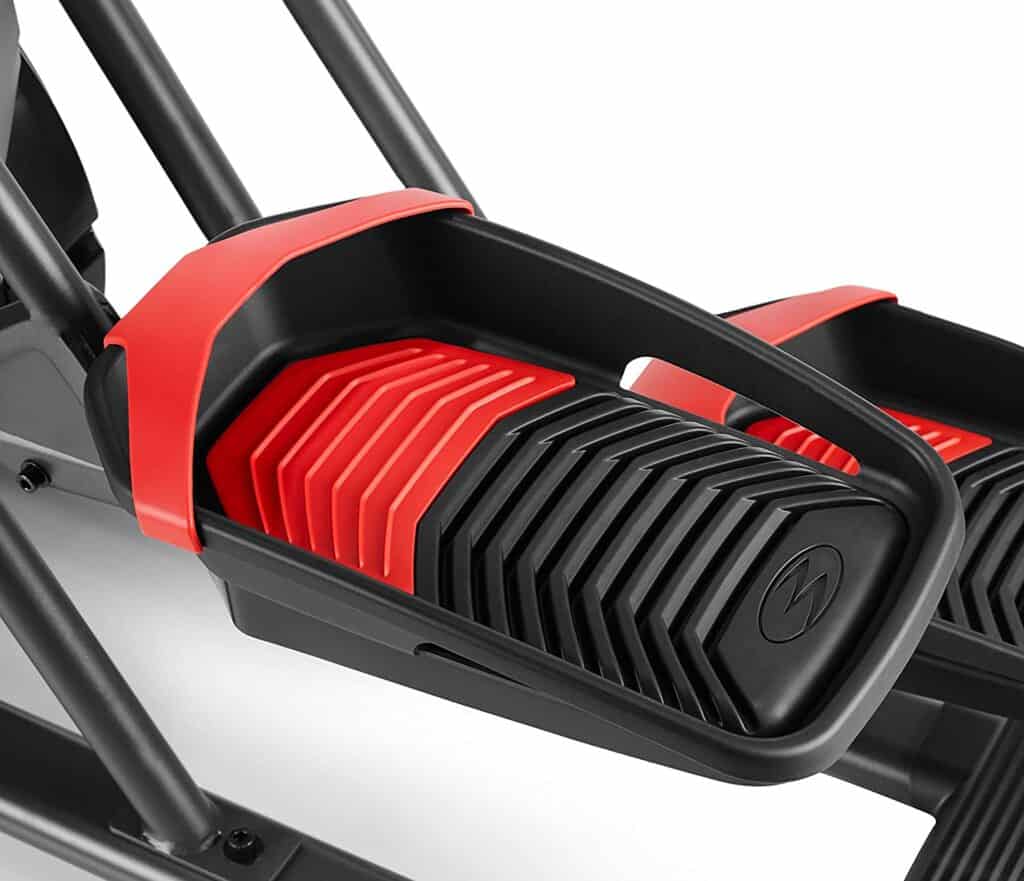 The large, cushioned. and textured pedal of the Bowflex Max Trainer M5