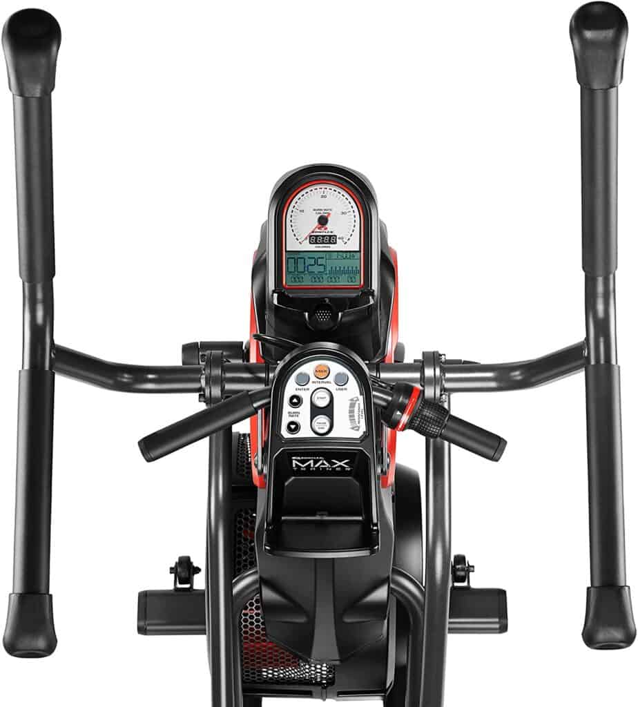 The handlebars, and the console of the Bowflex Max Trainer M3