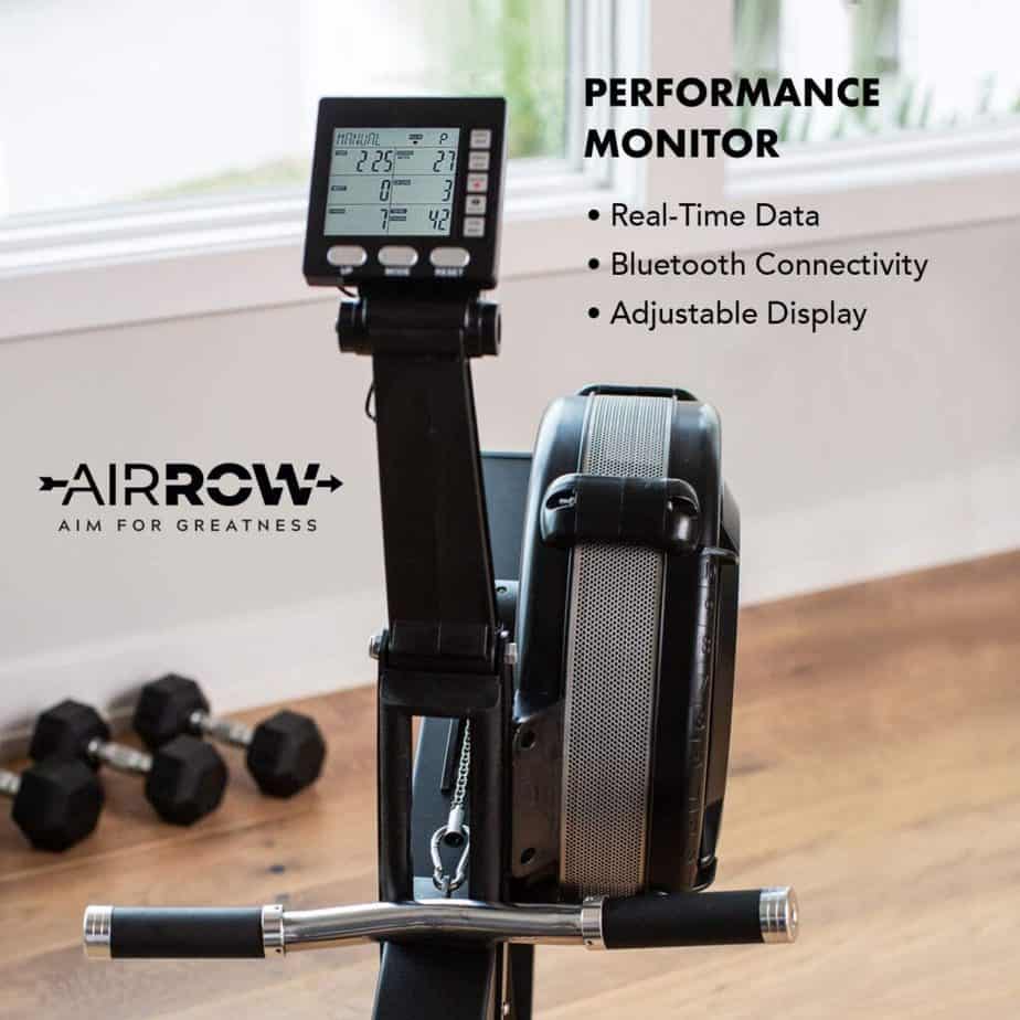 The console of the AirRow Fitness Rowing Machine