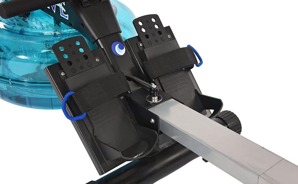 The pedals of the Stamina 35-1450 Elite Wave Water Rower 