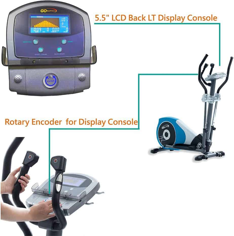 The console of the GOELLIPTICAL V-450T Elliptical Cross Trainer