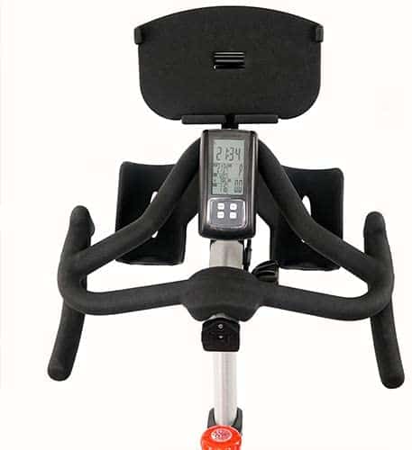 The handlebar and the console of the Sunny Health & Fitness Asuna Sprinter 6100 Cycling Bike