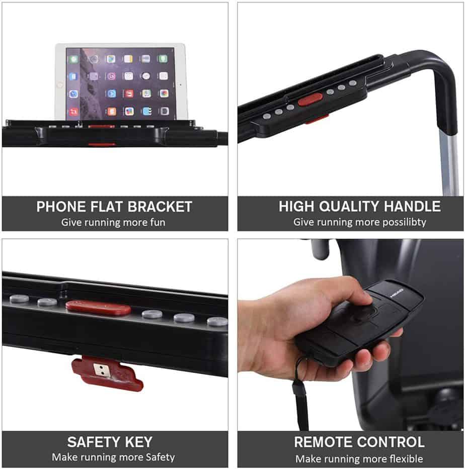 The console, the remote controller, and the tablet holder of the Estleys 2-in-1 Under-Desk Treadmill