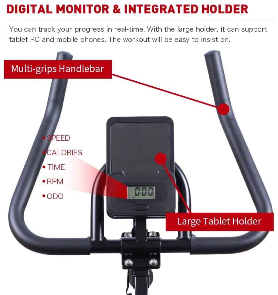 The handlebar and the console of the Joroto XM16 Exercise Bike