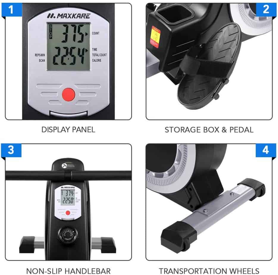 The console/monitor, pedal, handlebar, and the stabilizer bar of the MaxKare RM-MKB901 Magnetic Rowing Machine 