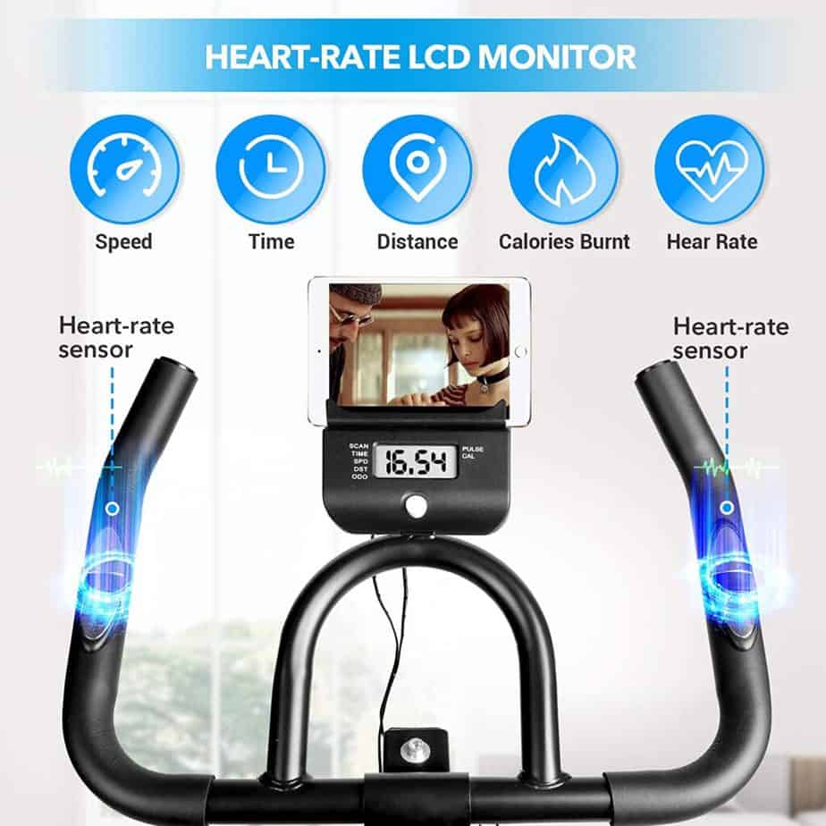 The handlebar and the console of the TELESPORT Indoor Cycling Bike 