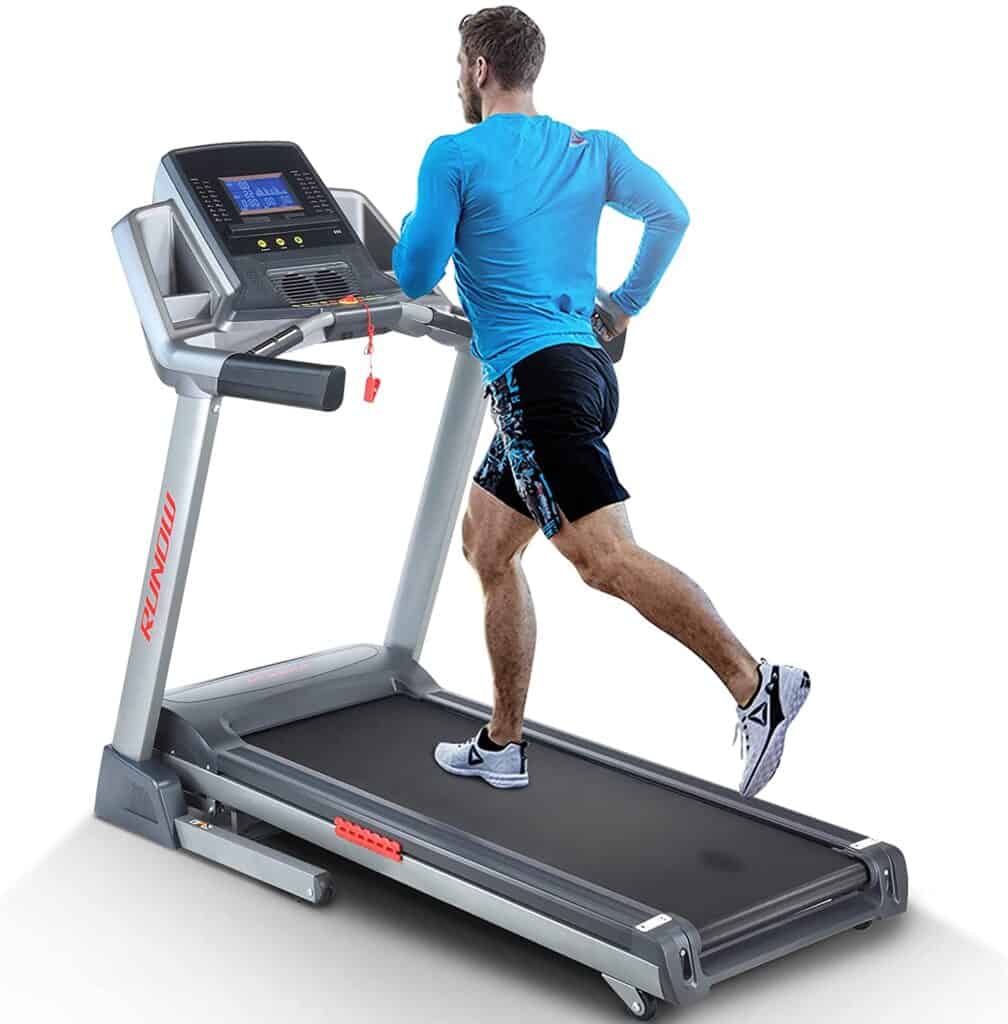 A man runs on the RUNOW 6631CA Folding Treadmill