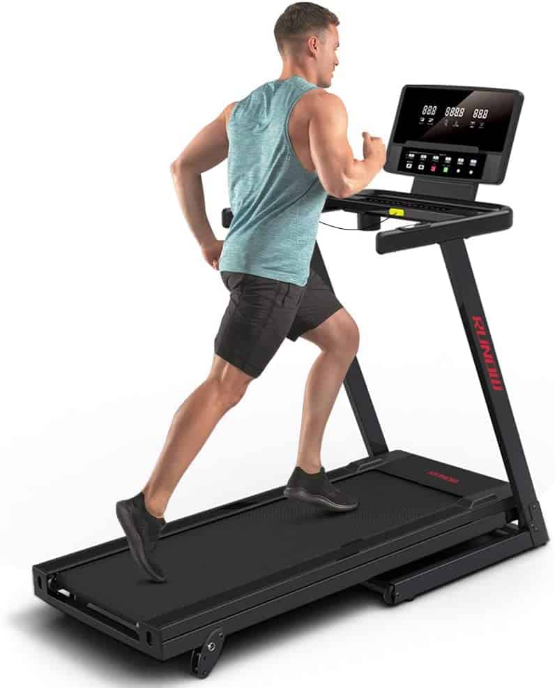 A man jogs on the RUNOW 3305EB Folding Treadmill