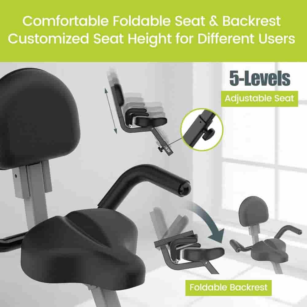 The seat of the Pooboo X630 Folding 3-in-1 Exercise Bike 