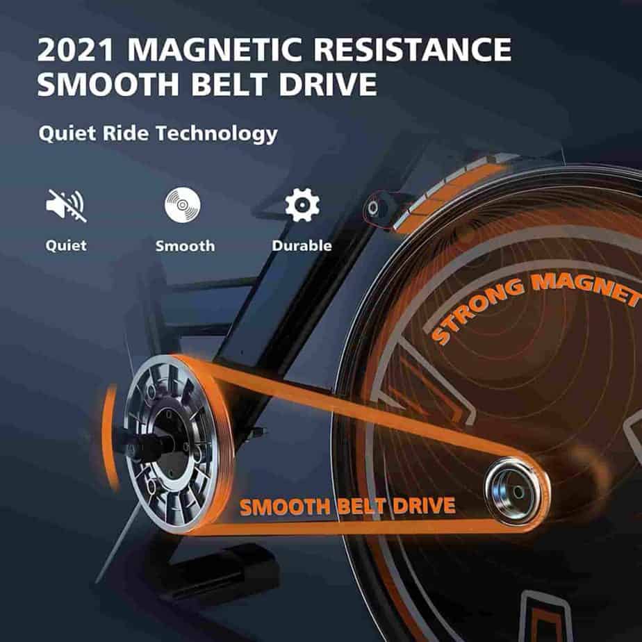 The drive train of the YOSUDA L-010 Pro Magnetic Exercise Bike 