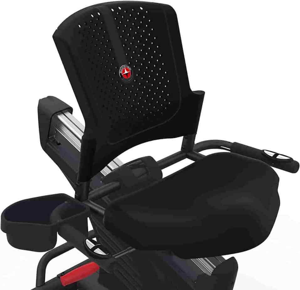 The seat of the Schwinn 270 Recumbent Bike