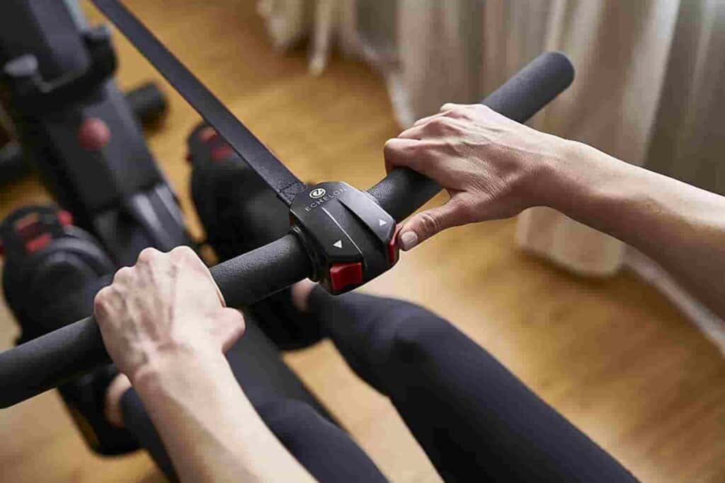 The handlebar of the Echelon Smart Rowing Machine